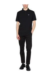 Barbour men’s regular fit black polo shirt featuring a subtle embroidered logo on the chest for casual wear