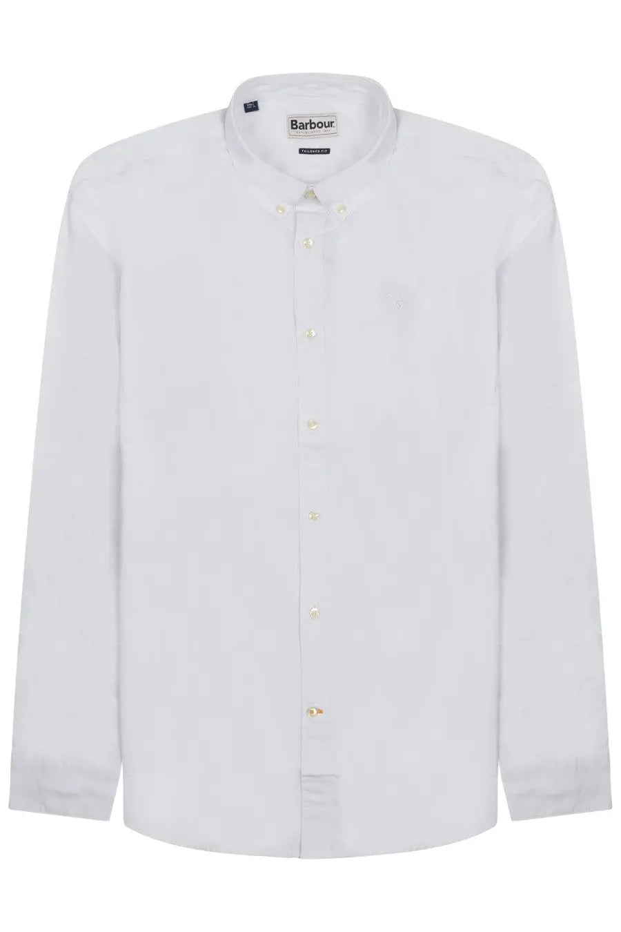 Barbour men’s white shirt with classic collar and subtle stitching details in a button-down style