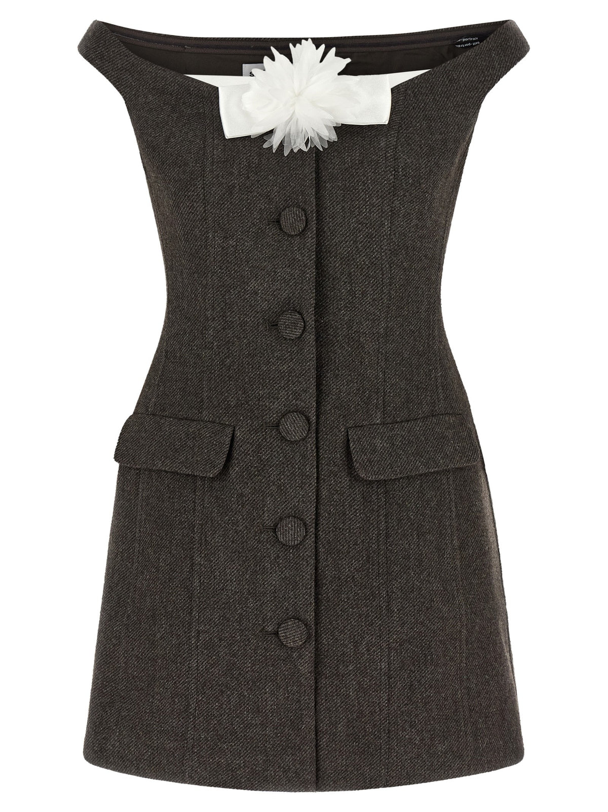 self-portrait Bardot Neckline Dress Brown