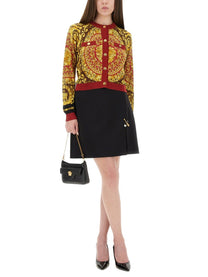 Versace Women's Baroque Silk Knit Cardigan Red