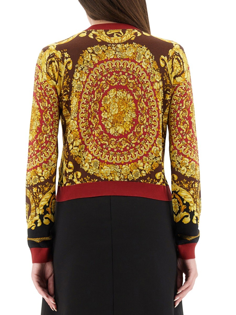 Versace Women's Baroque Silk Knit Cardigan Red