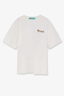 Barrow men’s cotton shirt cocco cream short-sleeved t-shirt with subtle embroidered logo and teal brand tag at neckline