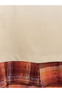 Barrow men’s cotton shirt white featuring a beige cotton top with a red orange and blue plaid hem