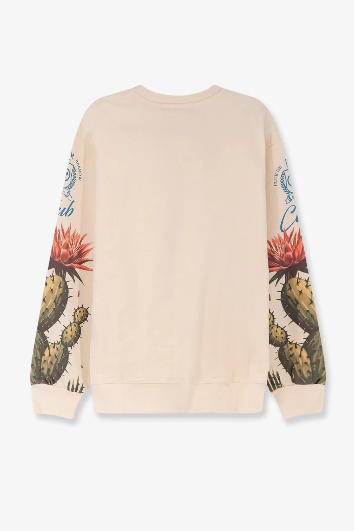 Barrow men’s cotton sweatshirt white beige with cactus and red flower prints on the sleeves