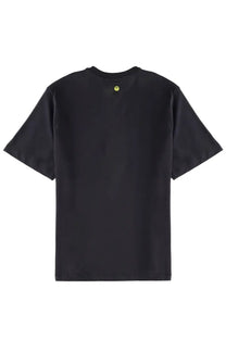 Barrow unisex iconic shirt grey featuring black short-sleeved cotton fabric with a small yellow smiley face logo at neckline