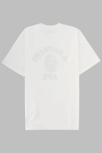A bathing ape men’s white t-shirt with faded semi-transparent ape face logo and bape sta text on front