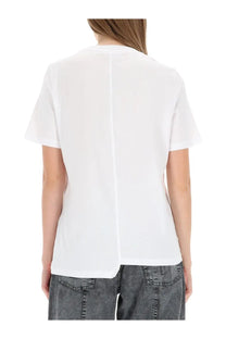 Back view of baum und pferdgarten women’s white short-sleeved t-shirt with central seam down the back