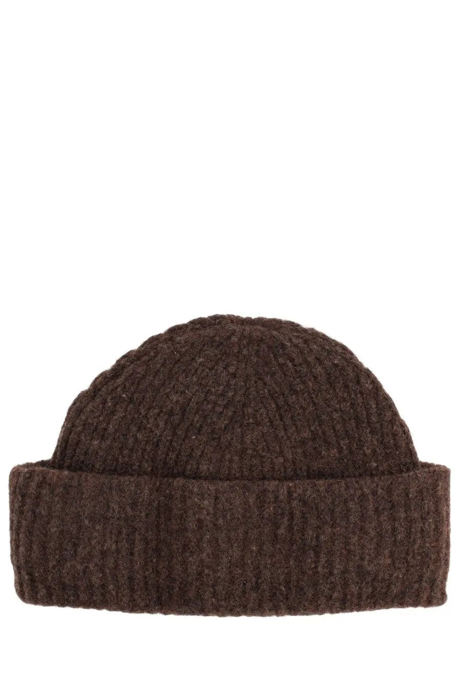 Baum und pferdgarten women’s hat leia is a brown ribbed knit beanie with a folded brim made of soft material