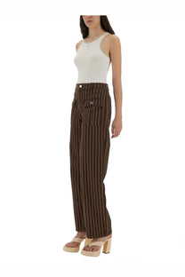 Baum und pferdgarten women’s jeans nickie brown brown pinstripe high waist wide-leg trousers with front pockets