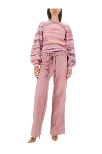 Baum und Pferdgarten women’s nadene soft pink wide-leg suede pants with drawstring waistband