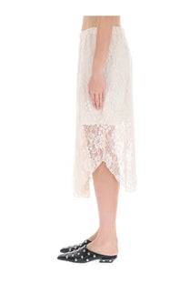 Baum und Pferdgarten women’s selmo skirt in white off-white lace with a flowing asymmetrical midi hemline