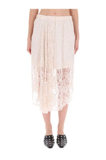 Baum und Pferdgarten women’s selmo skirt white flowing off-white lace midi skirt with tiered design and floral patterns
