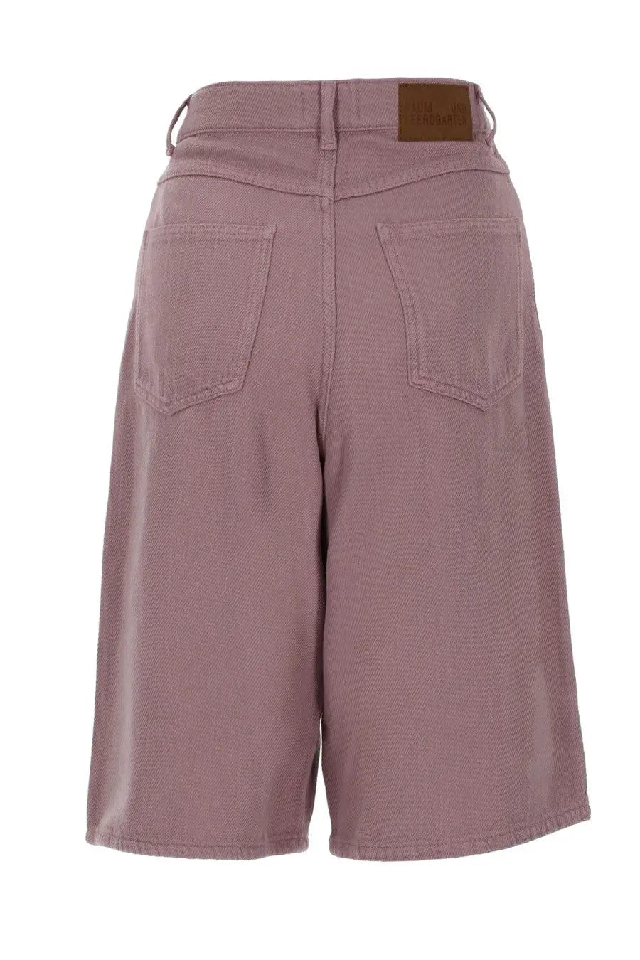 Baum und Pferdgarten women’s high waist lavender denim shorts with back pockets shown from the back side