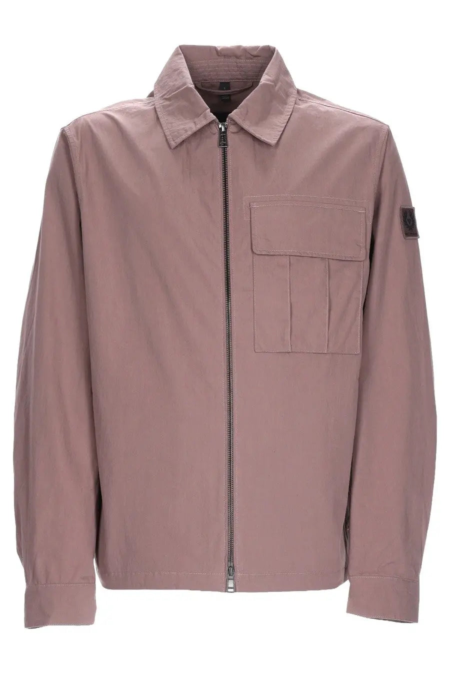 Belstaff men’s giacca overshirt cargo beige in sleek dusty rose with matte finish and subtle stitching details