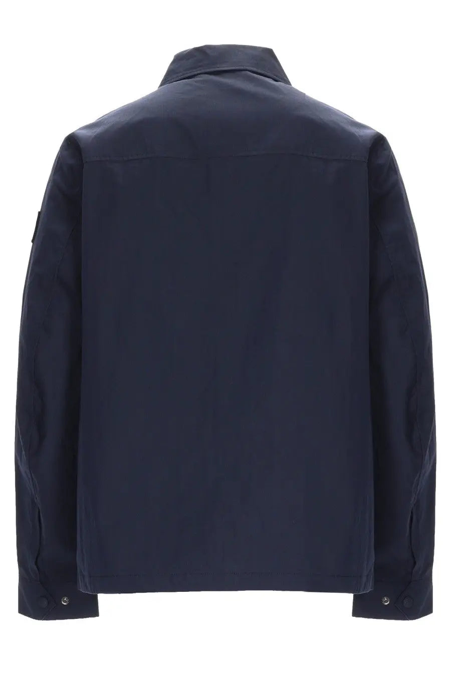 Belstaff men’s giacca overshirt cargo blue dark navy long-sleeved jacket with structured collar and buttoned cuffs