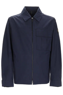 Belstaff men’s giacca overshirt cargo blue navy blue zip-front jacket with collar and chest pocket in cotton blend