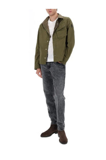 Belstaff men’s ground jacket in olive green utility style with button closures and flap pockets