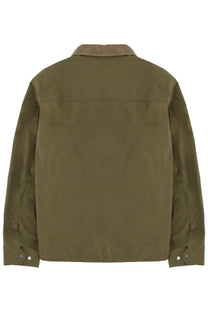 Belstaff men’s ground jacket green olive green waxed cotton with tan collar and buttoned cuffs