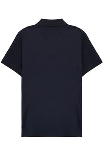 Black Belstaff men’s polo steel con patch blue with short sleeves classic collar and smooth fabric