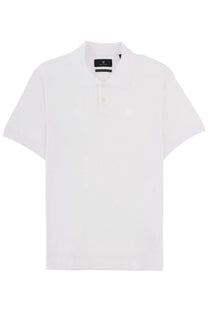 Belstaff men’s polo steel con patch white short-sleeved shirt with classic collar and subtle inner label branding