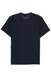 Belstaff men’s dark navy blue short-sleeved t-shirt with subtle textured pattern at the neckline