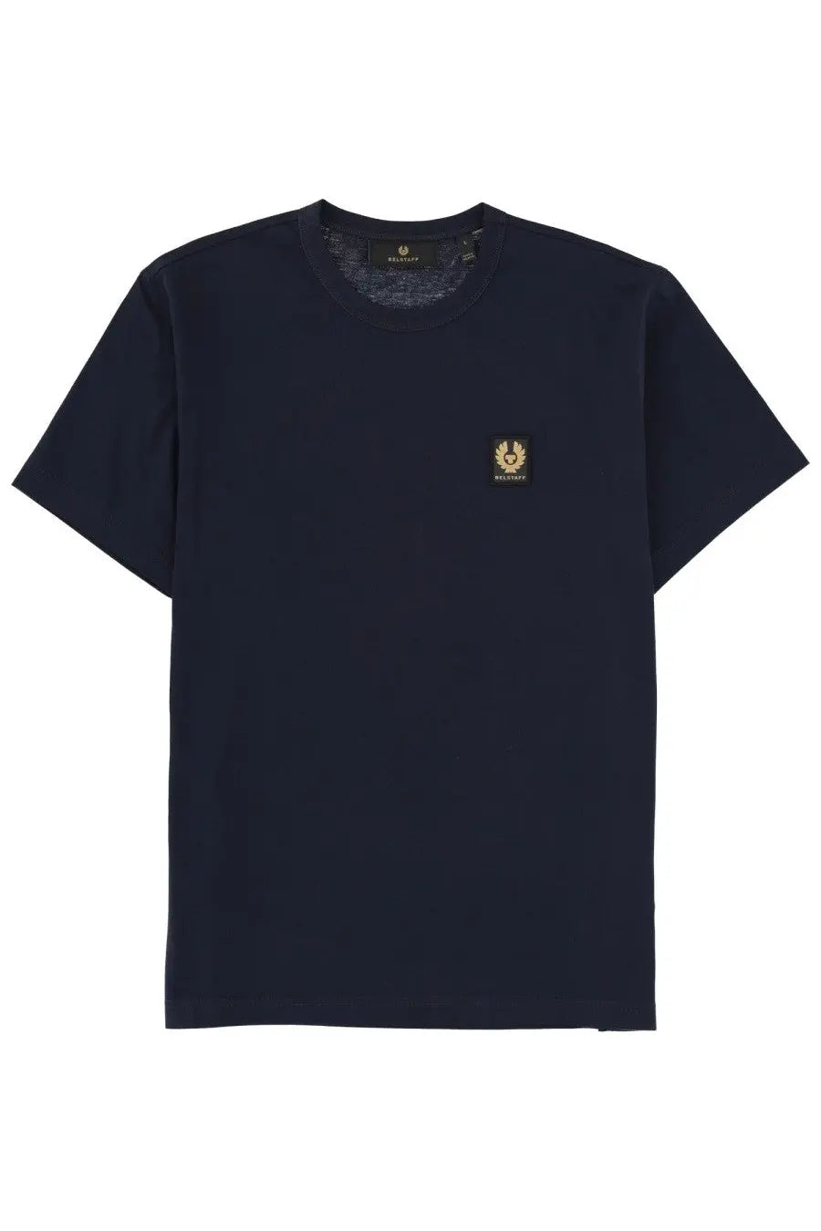 Navy blue Belstaff men’s short-sleeved cotton t-shirt with small embroidered logo on left chest front side
