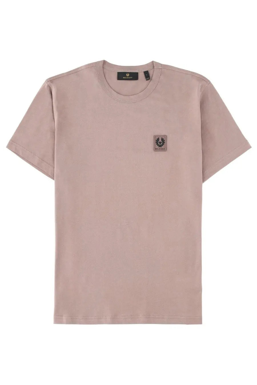 Belstaff men’s soft blush pink short-sleeved t-shirt with textured patch logo on left chest