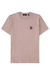 Belstaff men’s soft blush pink short-sleeved t-shirt with textured patch logo on left chest