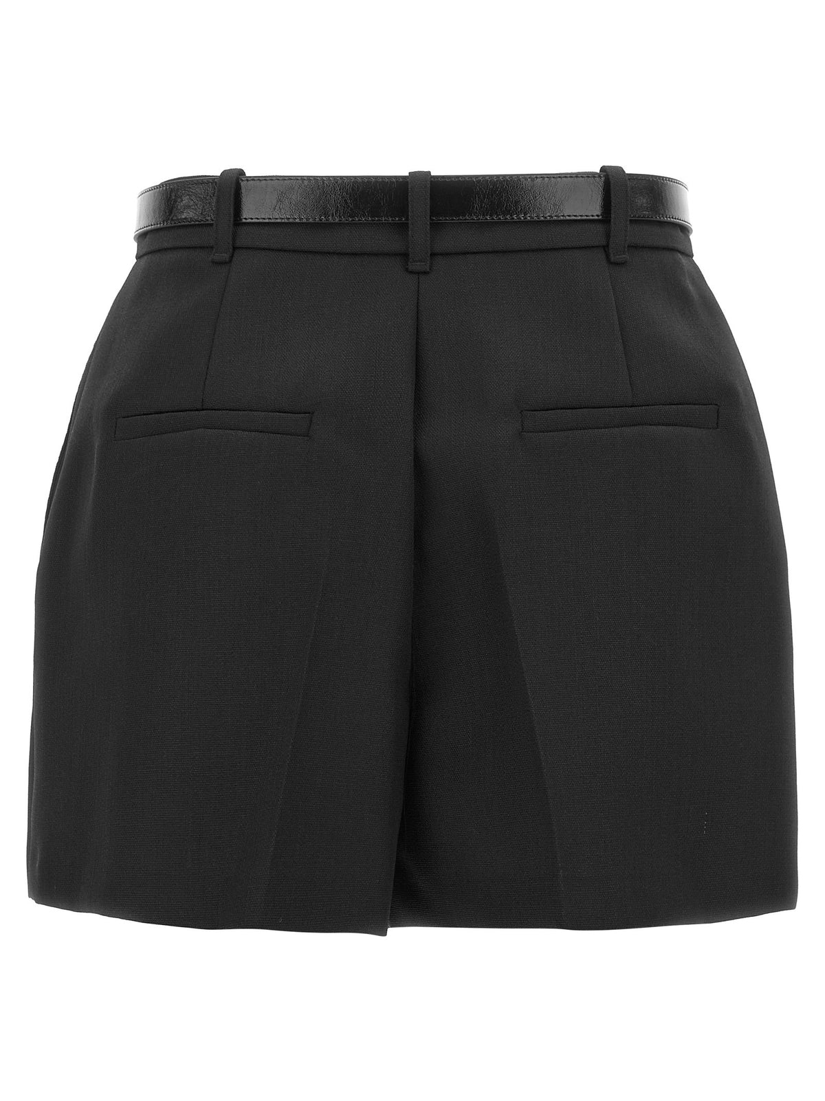 Elisabetta Franchi Belted Wool Shorts Black