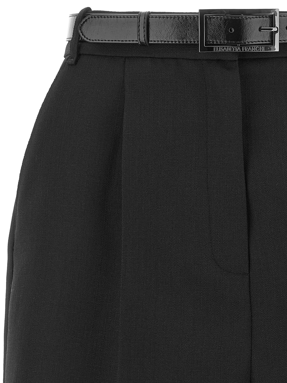 Elisabetta Franchi Belted Wool Shorts Black