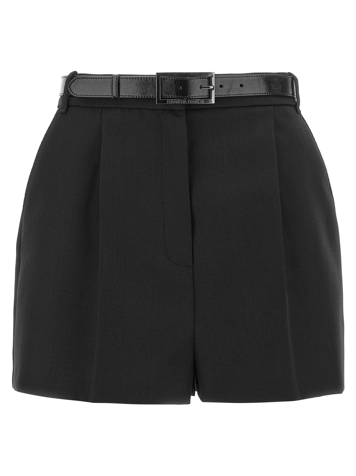 Elisabetta Franchi Belted Wool Shorts Black
