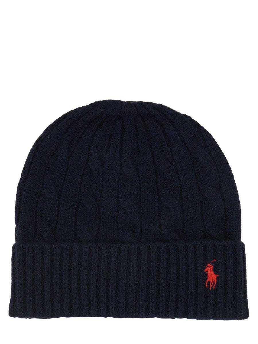 Polo Ralph Lauren Women's Berretto in Lana Cashmere Trecce Blue