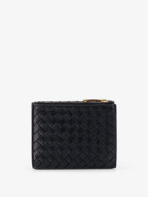 Bottega Veneta Women's Bi Fold Intrecciato Wallet Black