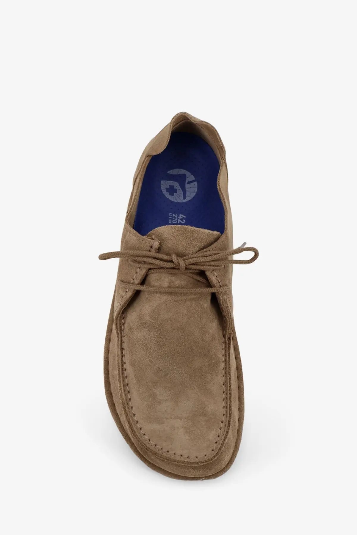 Birkenstock men’s utti beige suede lace-up shoe with stitched toe cap and matching laces