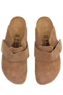 Birkenstock unisex mule loma brown tan suede clogs with soft cushioned footbed and adjustable strap