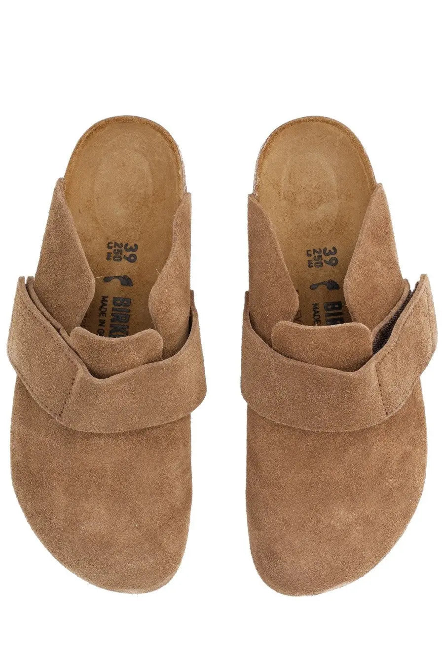 Tan suede birkenstock unisex mule loba brown clogs with adjustable strap and soft cushioned footbed