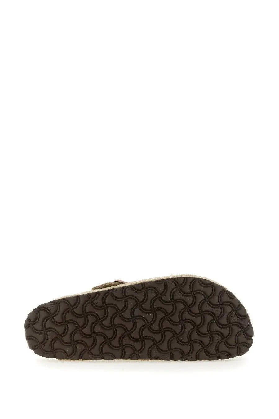 Birkenstock unisex sabot boston beige with brown rubber sole wavy pattern beige upper and metallic buckle