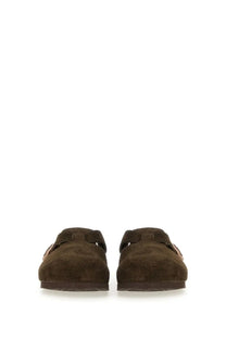 Birkenstock unisex sabot Boston brown brown suede clog with classic t-strap design front view