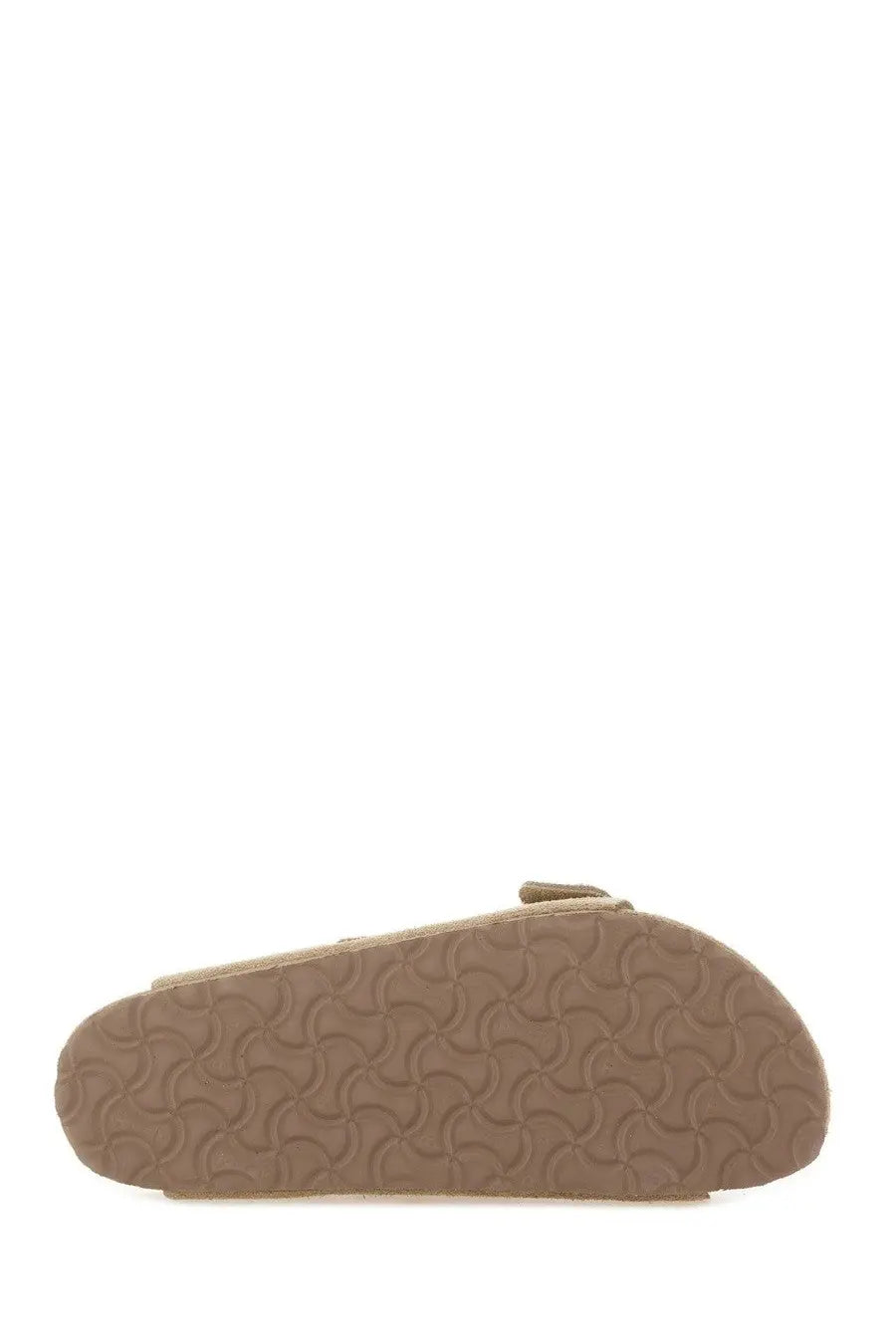 Birkenstock unisex sandal arizona beige in tan suede with a textured rubber sole for comfortable wear