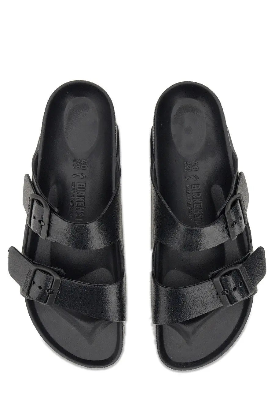 Birkenstock unisex sandal arizona black with two adjustable straps and contoured footbed in black leather