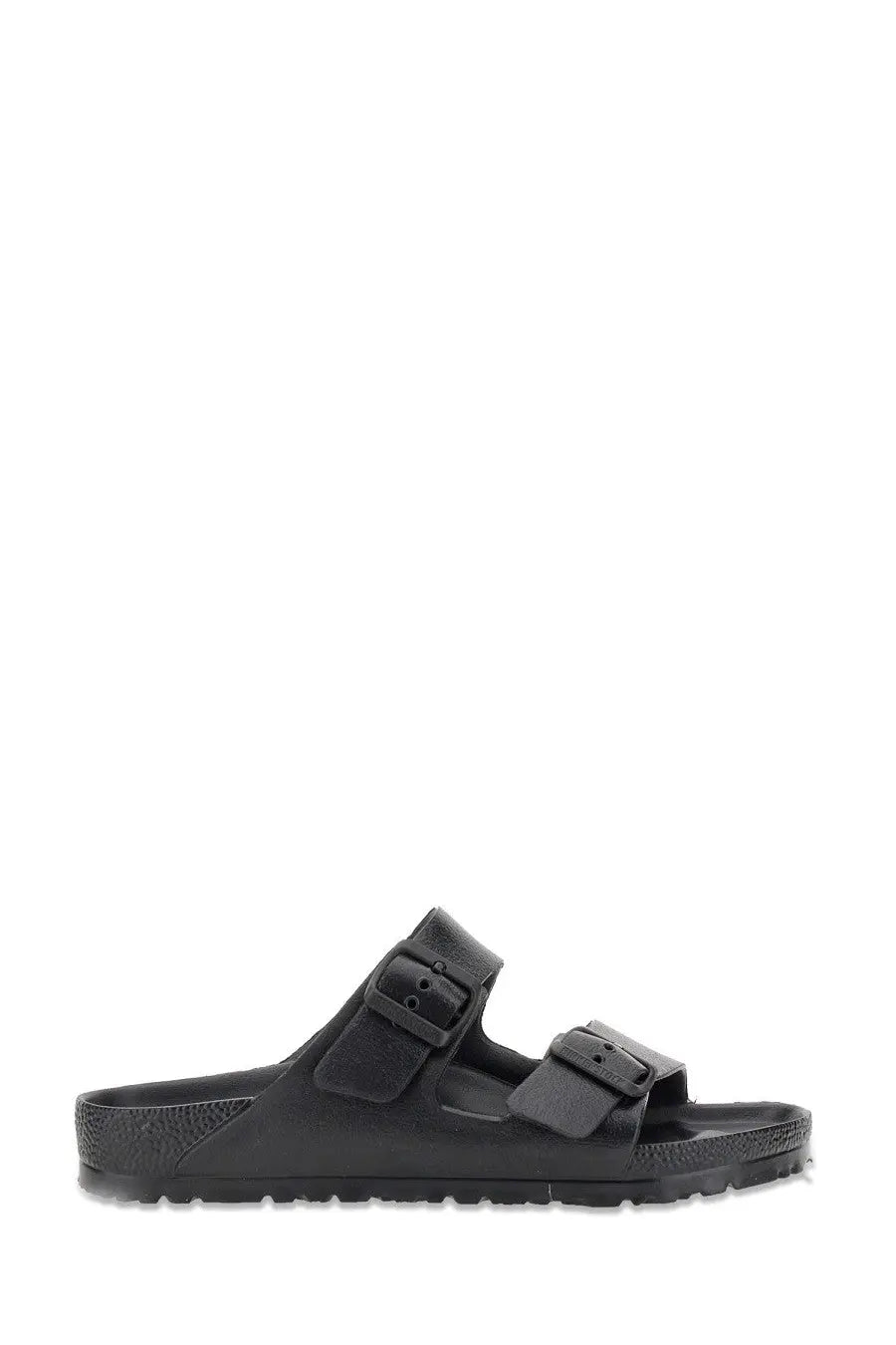 Birkenstock unisex sandal arizona black with two adjustable straps and contoured footbed in leather material