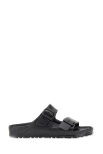 Birkenstock unisex sandal arizona black with two adjustable straps and contoured footbed in leather material