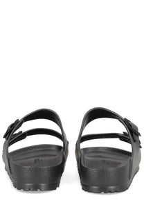 Birkenstock unisex sandal arizona grey with classic two-strap design and textured black rubber sole