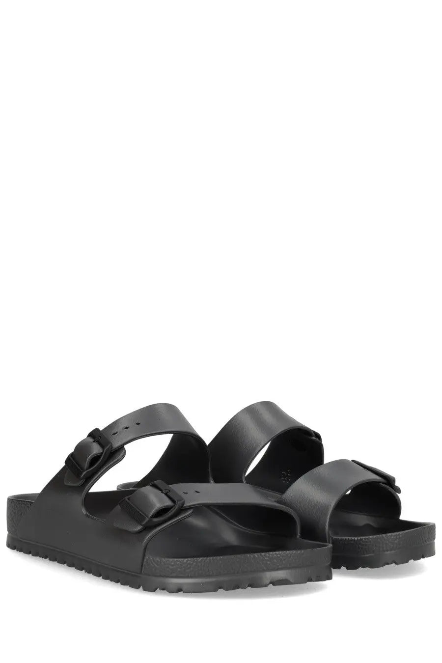 Birkenstock unisex sandal Arizona grey with black two adjustable straps and contoured footbed in leather