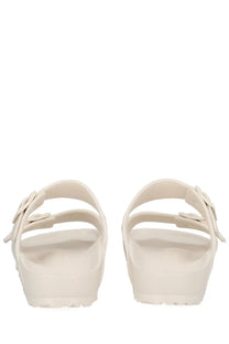 Birkenstock unisex sandal arizona white cream two-strap design with rubber soles for comfortable wear