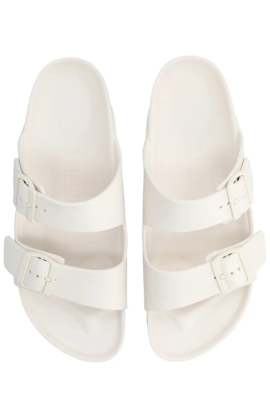 Birkenstock unisex sandal arizona white with two adjustable straps and contoured cork footbed