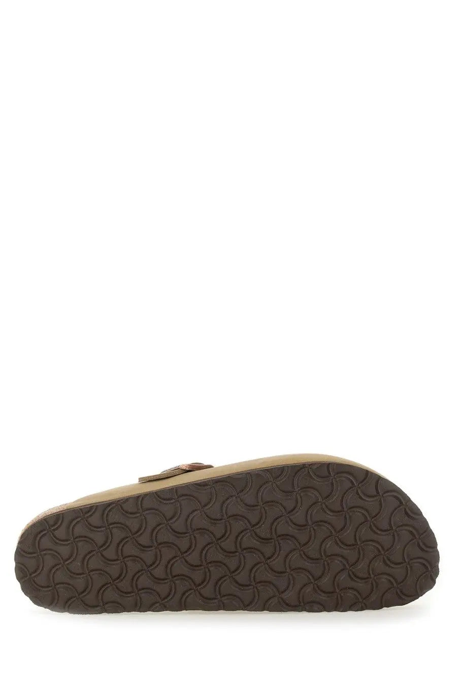 Birkenstock unisex sandal boston brown brown leather clog with textured rubber sole shown from the back side
