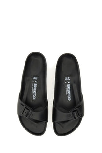 Birkenstock unisex sandal madrid black featuring classic black leather straps with adjustable buckle design