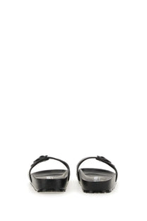 Birkenstock unisex sandal madrid black rubber with sleek minimalist design and small buckle detail on strap