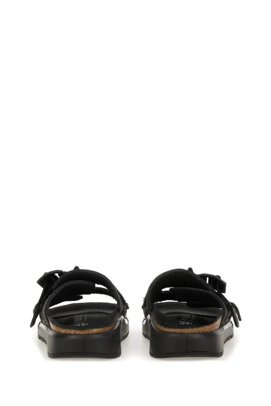 Birkenstock unisex sandal shinjuku black featuring black leather straps with thick platform sole and cork insole
